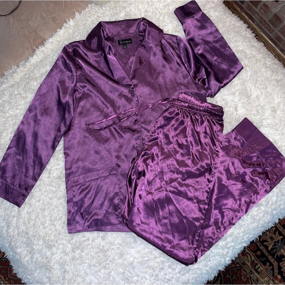 Pajamagram Satin Pajama Set Purple Ultra Soft sz Small